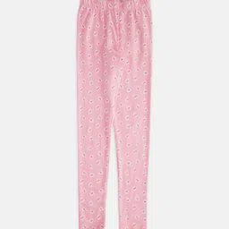 Pantaloons Junior Girls Pink & White Printed Cotton Churidar-Length  Leggings-picture-20