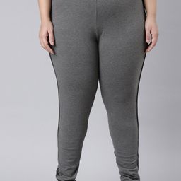Go Colors Women Plus Size Slim Fit Ankle Length Training Tights-picture-2