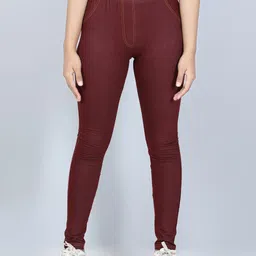 StyleStone Girls Brown Solid Cotton Jeggings-picture-14
