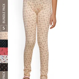 IndiWeaves Girls Pack Of 5 Printed Pure Cotton Ankle-Length Leggings-picture-43