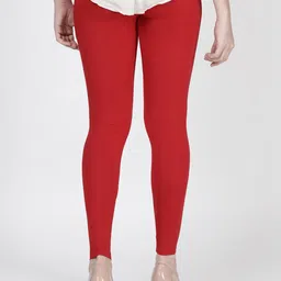 TWIN BIRDS Women Red Solid Ankle-Length Leggings-picture-14