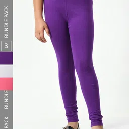 BAESD Girls Pack Of 3 Churidar-Length Leggings-picture-39