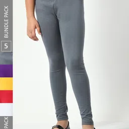 BAESD Girls Pack of 5 Cotton Churidar-Length Leggings-picture-19