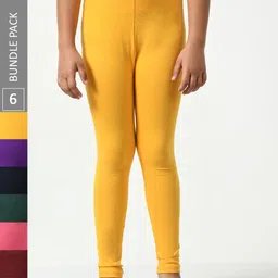 BAESD Girls Pack of 6 Super Soft Churidar Length Leggings-image-51
