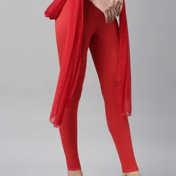 TWIN BIRDS Mid-Rise Ankle Length Leggings With Dupatta image 2