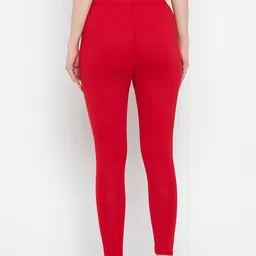 Clora Creation Women Pack of 2 Red & Green Solid Leggings image 3