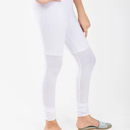 indian flower Girls White Solid Churidar-Length Leggings image 4