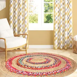 Multicolor Abstract Jute 4 ft x 5 ft Hand Woven Carpet by HabereIndia-picture-34