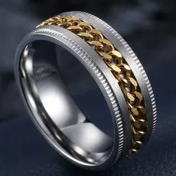 MEENAZ Men Silver-Plated Stainless Steel Chain Linked Finger Ring-picture-22