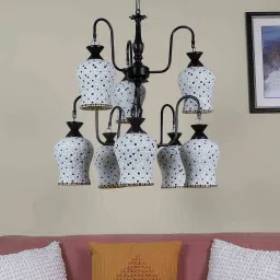 decorativeray Handmade White & Black Iron Double Step Chandelier image 2