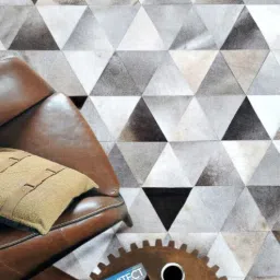 dazzhome Grey Hair On Leather Geometrical Hand Woven 5ftX7ft Carpet-picture-15