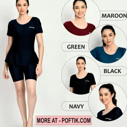 ladonna A - Line Solid Single Piece Swimwear/Swim Suit for Women with Attched Shorts Solid Women Swim-dress Multicolor Swimsuit-picture-13