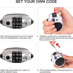 moto genius Stainless Steel Combination Lock For Helmet image 3