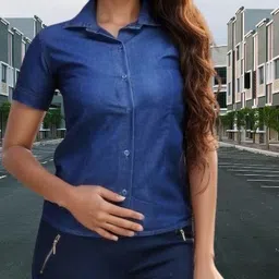 houseofcommon Women Regular Fit Solid Button Down Collar Casual Shirt image 2