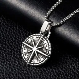rajwanti collection Trendy Compass Men Locket | American Style Locket For Men | Men & Boys Jewellry Silver Stainless Steel Locket-picture-42