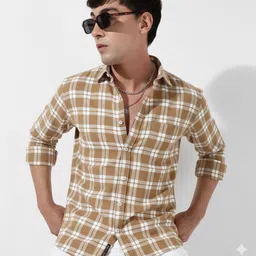 jai textiles Men Slim Fit Checkered Mandarin Collar Casual Shirt-picture-32