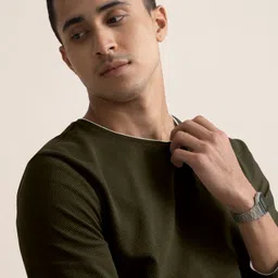 metronaut Solid Men Round Neck Polycotton Dark Green T-Shirt image 1