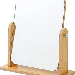 beasyplatform Wooden Tabletop Makeup Mirror 360 Degree Portable-picture-37