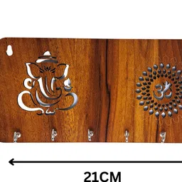 rahnt international Ganesh Om Chakra Wood Key Holder Trendy Designer Key Holder Home Decor Items Wood Key Holder image 3