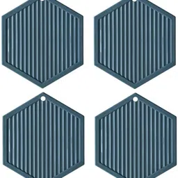 pepplo Pvc Coaster C-D Triangle-Blue-4,Pack of 4 Silicone Trivet-picture-11