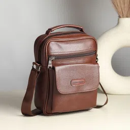 Brown Men & Women Sling Bag Flap Mini Sling Bag For Men And Women-image-12