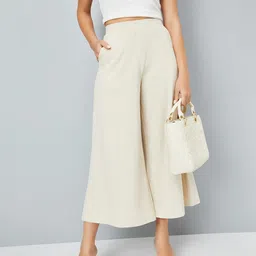 Women Regular Fit Beige Viscose Rayon Trousers-image-27
