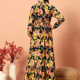 raiyani enterprise Women Fit and Flare Yellow Maxi/Full Length Dress image 2