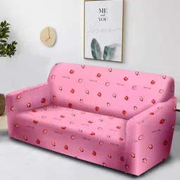 cortina Pink Abstract Polyester 73x57 Inches 2 Seater Sofa Cover image 2