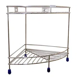 Zecado 10 x 10 Inch 2 Tier Electroplated Stainless Steel Kichen Corner Shelf-image-2