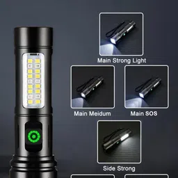 zfx Metal Led Long Range 1000 Meter High Power Zoomable & Type-C 8 hrs Torch Emergency Light image 2