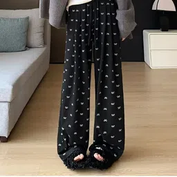 sixteenlines Women Graphic Print Black Track Pants-picture-24