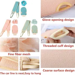 auraghu 3-in-1 Exfoliating Bath Loofah Set (Multicolor) image 5