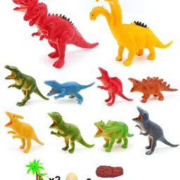 akvanar Dinosaur Toy Set 2 pc big ,8 pc small Tree and Eggs dinosaur Animals Figures Toy-picture-15