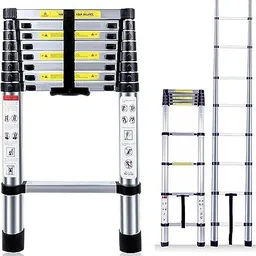 11.48 FT / 3.5 M Telescopic Stainless Steel Ladder Multi-Purpose Folding Steel Steel Ladder-image-37