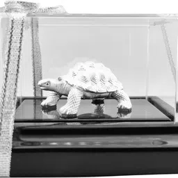 999 Pure Silver Beautiful Tortoise Lucky Charm with Acrylic Base Idol Decorative Showpiece-12 cm-image-73