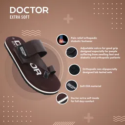 doctor extra soft Men's One Toe Slippers Ortho Care Orthopaedic Diabetic Dr Stylish House Flip-Flop and Thump Ring Slip on for Gents and Boys OR D-26 Men Slippers image 3