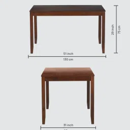 royaloak Muar Malaysian 4 Seater Dining Table Set In Brown Colour image 3