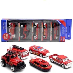wow toys-delivering joys of life Friction Power Fire Engine Rescue Trucks|DIE CAST 5 mini cars|Red-picture-29