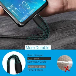 Portronics USB Type C Cable 3 A 1 m A 2.0 Male ,IF Certified, Supports Fast Charging image 4