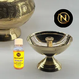 navyaksh Round Deepak for Sacred Aarti, Puja and Festival Celebrations WITH GANGAJALI Brass Table Diya image 1