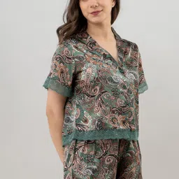 pretty loving thing Women Top & Shorts Set Green Ethnic Motifs image 3