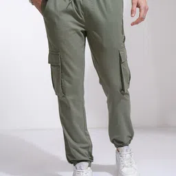 highlander Men Slim Fit Green Cotton Blend Trousers image 4