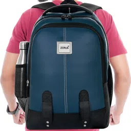 zerus Premium PU Leather Office Laptop Bag for Men with Bottle Pocket & Dual Zippers Waterproof Backpack image 5