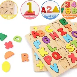 dhrix Wooden Learning Educational Game Board for Kids(Alphabets, Numbers & Shapes) image 2
