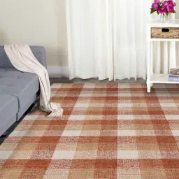 Orange Geometric Wool 4 ft x 6 ft Hand Tufted Carpet by Saraswati Global-picture-11