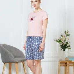 van heusen Printed Women Blue Night Shorts image 3