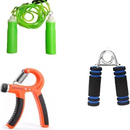 dr pacvu Set of3|Hand Gripper,2 Gripper,Plastic Jump Skipping Rope|Body Fitness Equipment Fitness Accessory Kit Kit image 1