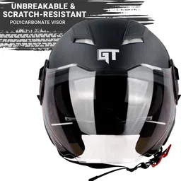 steelbird GT Dashing ISI Certified Open Face for Men & Women with Inner Sun Shield Motorbike Helmet image 3