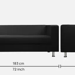 mintwud from pepperfry Erwin Leatherette 3 Seater Sofa In Black Colour image 2
