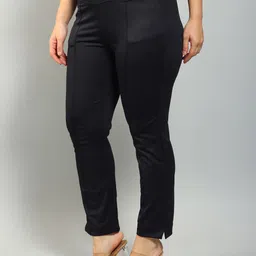 plus size Women Relaxed Black Polycotton Trousers image 3